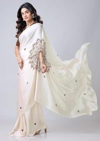 Satin Silk Printed Kaftan Saree With Unstitched Blouse