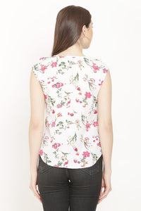 Women's Crepe Floral Print Cap Sleeves Top