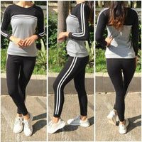 Women's Cotton Rib Stretchable Stripe Tracksuit